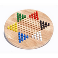 Solid Wood Chinese Checkers w/ Wooden Pegs-11.5" Diameter